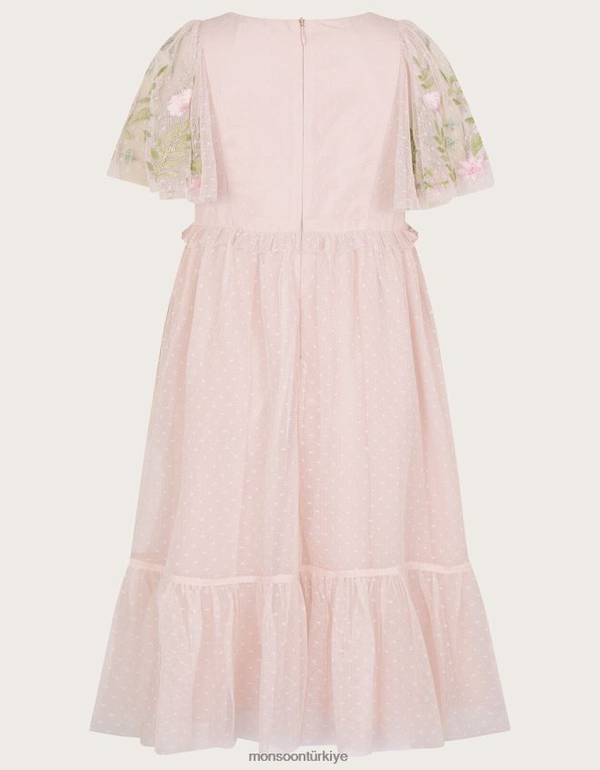 Monsoon kız avalyn çarpıntılı kollu elbise JH86BT1585 Giyim pembe