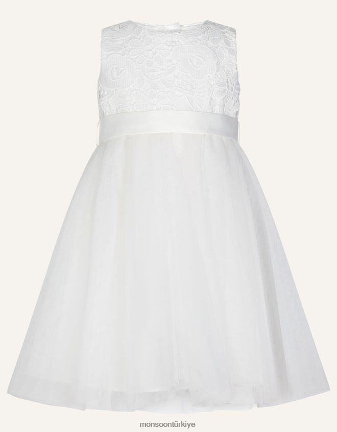 Monsoon kız bebek alice dantel korsajlı tül elbise JH86BT2180 Giyim fildişi