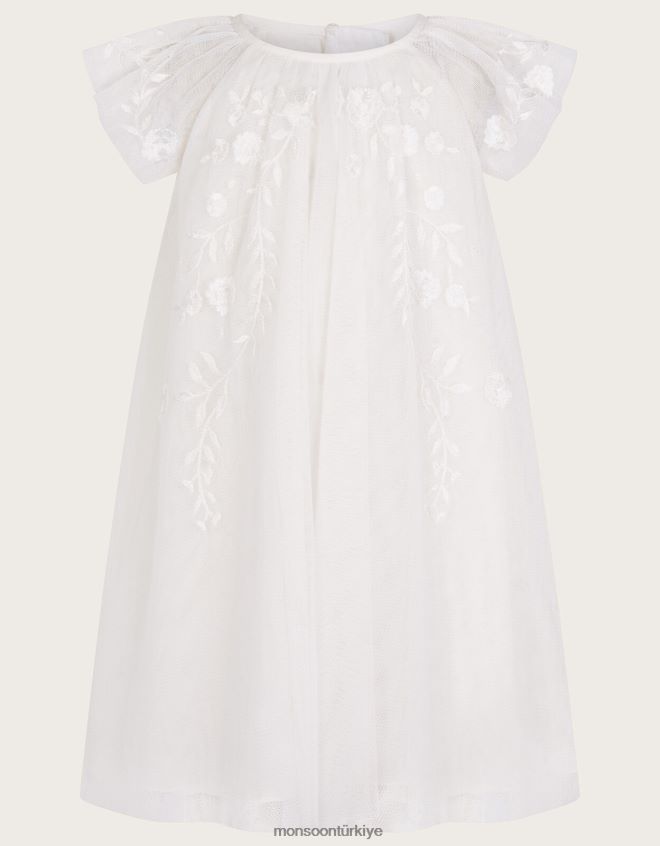 Monsoon kız bebek amelia file işlemeli elbise JH86BT2122 Giyim fildişi