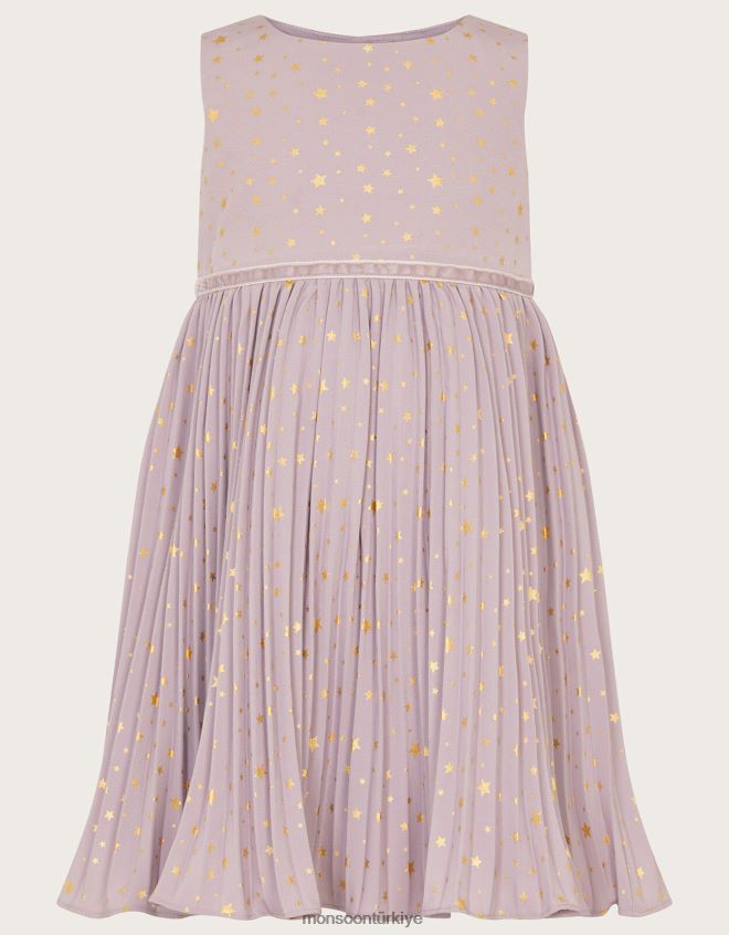Monsoon kız bebek angelina kozmik desenli pileli elbise JH86BT2076 Giyim mor (leylak)