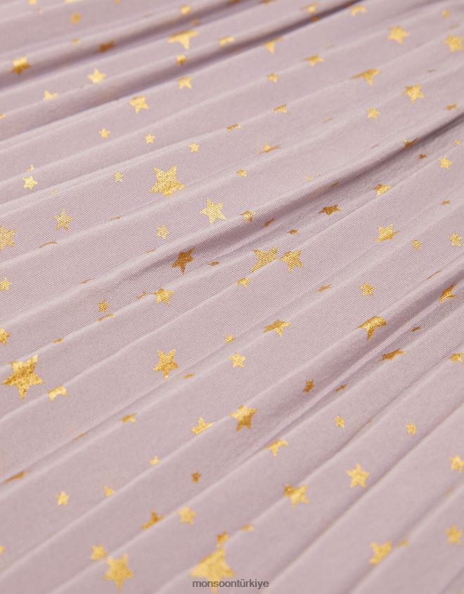 Monsoon kız bebek angelina kozmik desenli pileli elbise JH86BT2076 Giyim mor (leylak)