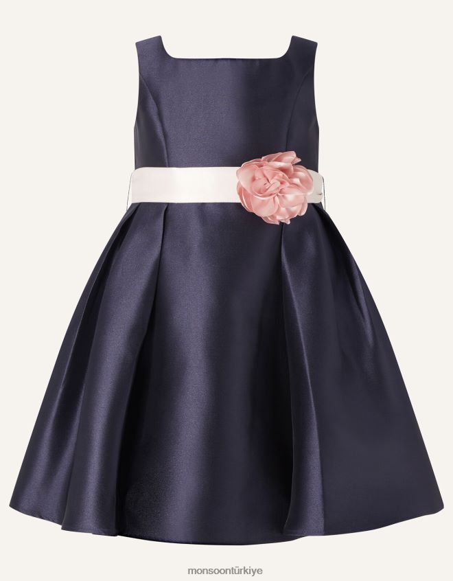 Monsoon kız bebek audrey düşes dimi elbise JH86BT2132 Giyim Mavi Donanma)