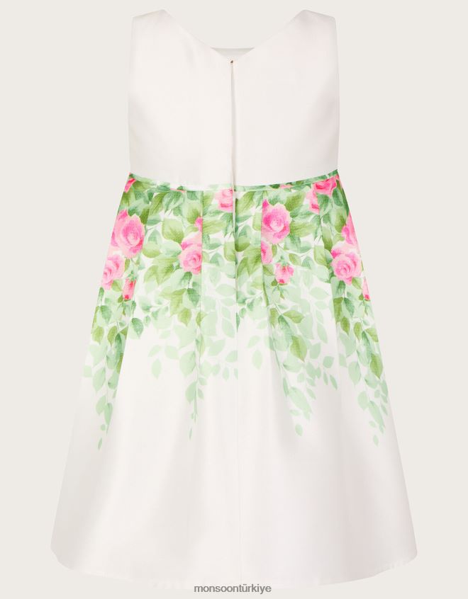 Monsoon kız bebek botanik desenli gül düşes elbisesi JH86BT2099 Giyim fildişi
