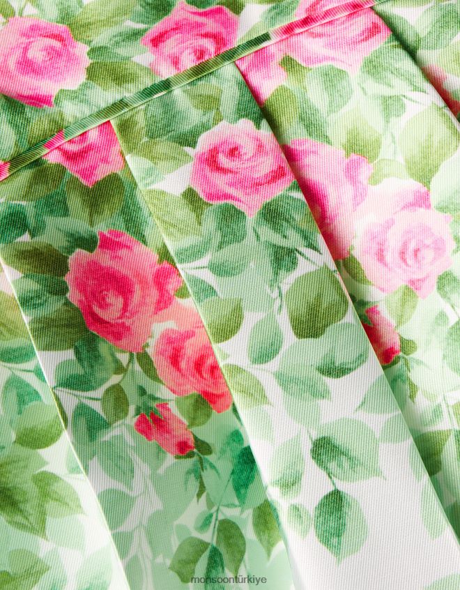 Monsoon kız bebek botanik desenli gül düşes elbisesi JH86BT2099 Giyim fildişi