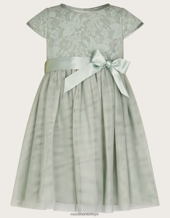 Monsoon kız bebek dantelli payet gerçeği elbise JH86BT2049 Giyim yeşil