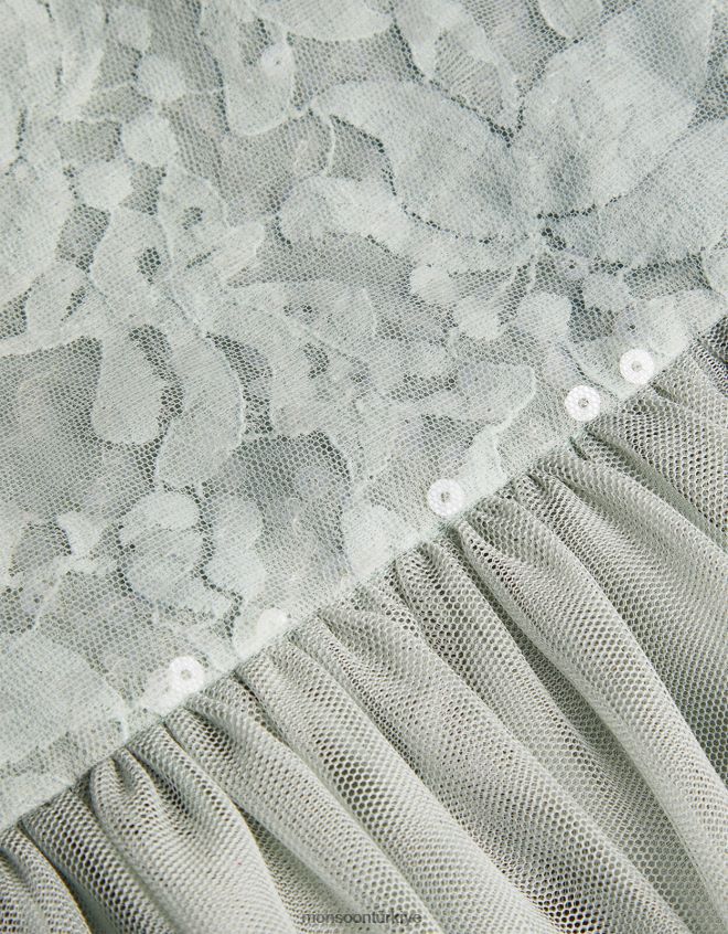 Monsoon kız bebek dantelli payet gerçeği elbise JH86BT2049 Giyim yeşil