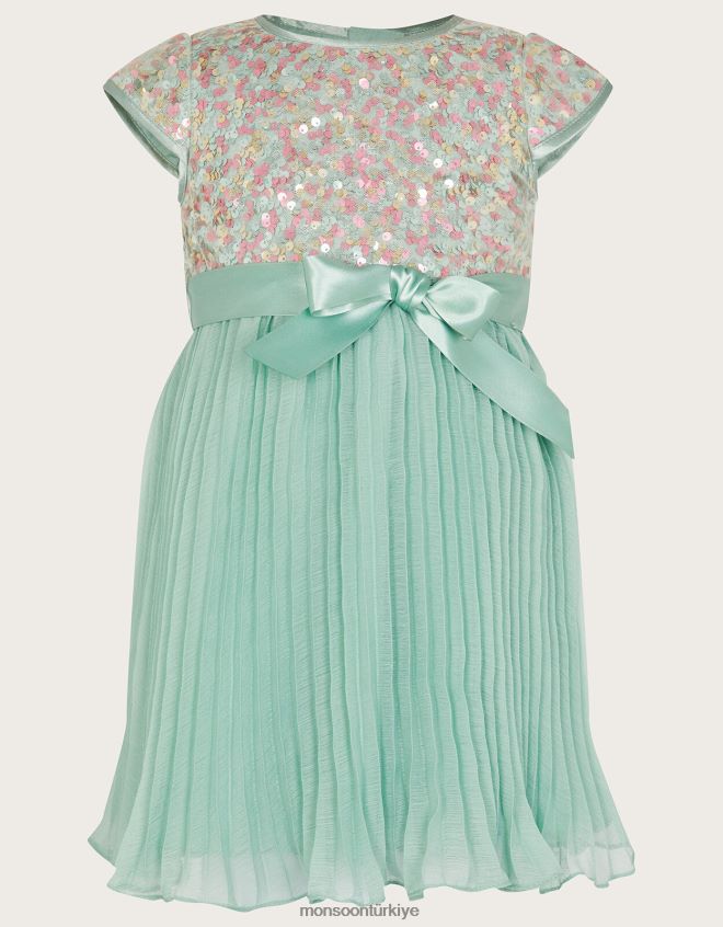 Monsoon kız bebek disko pullu pileli elbise JH86BT2135 Giyim yeşil (nane)