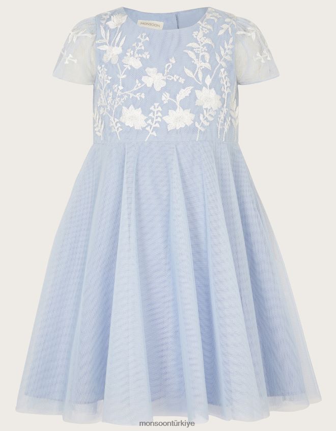 Monsoon kız bebek emmy işlemeli parti elbisesi JH86BT2112 Giyim mavi