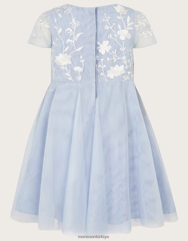 Monsoon kız bebek emmy işlemeli parti elbisesi JH86BT2112 Giyim mavi