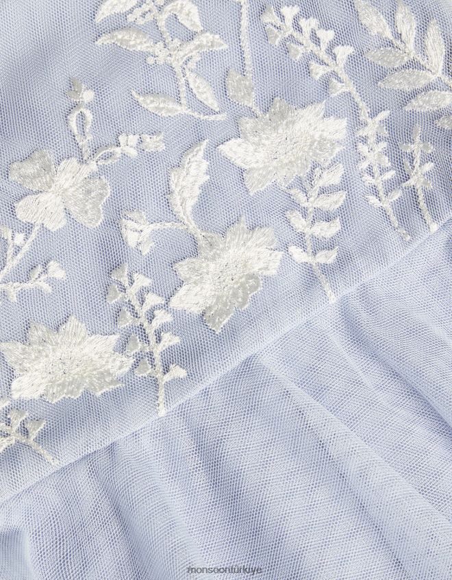 Monsoon kız bebek emmy işlemeli parti elbisesi JH86BT2112 Giyim mavi