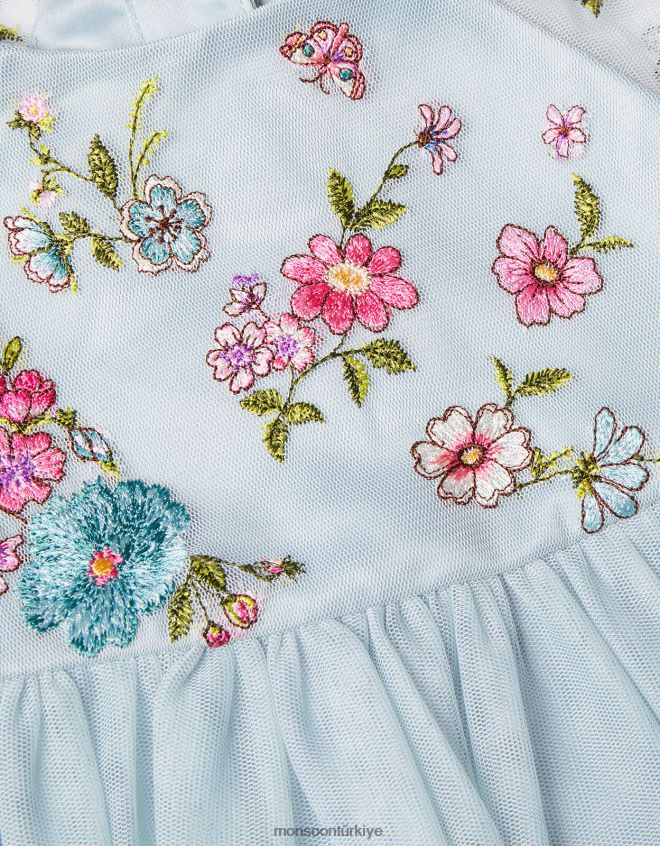 Monsoon kız bebek emzy işlemeli pelerin kollu elbise JH86BT2117 Giyim yeşil