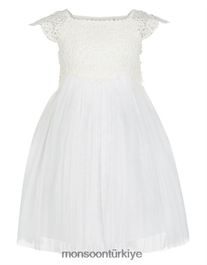 Monsoon kız bebek estella tığ işi korsaj özel gün elbisesi JH86BT2183 Giyim fildişi