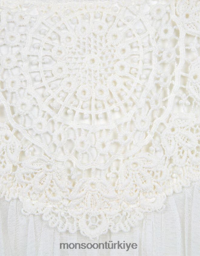 Monsoon kız bebek estella tığ işi korsaj özel gün elbisesi JH86BT2183 Giyim fildişi