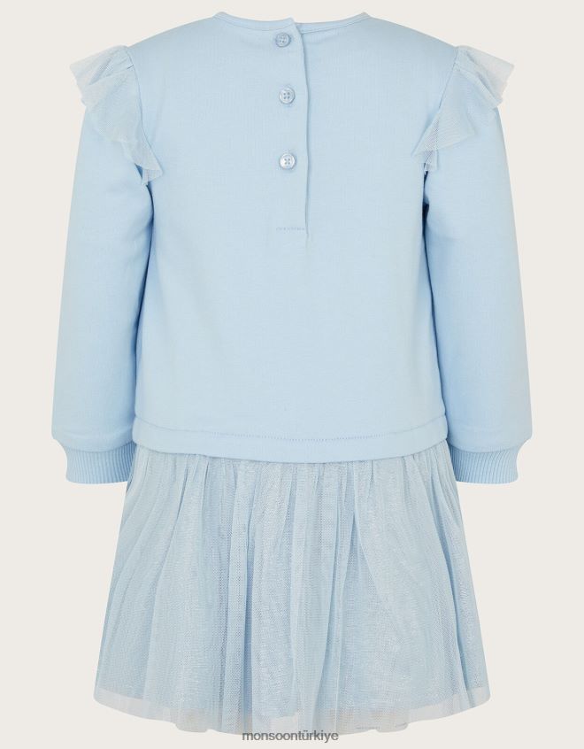 Monsoon kız bebek fareler gökkuşağı kazak elbise JH86BT2107 Giyim mavi