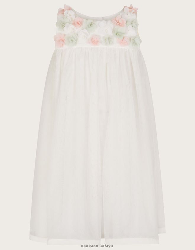 Monsoon kız bebek fiona 3d çiçekli salıncak elbise JH86BT2144 Giyim fildişi