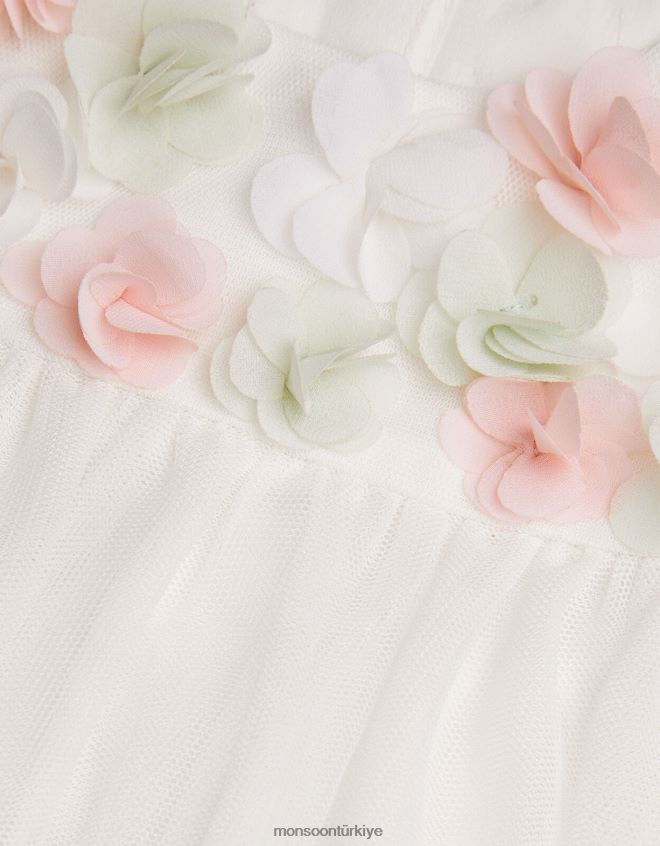 Monsoon kız bebek fiona 3d çiçekli salıncak elbise JH86BT2144 Giyim fildişi