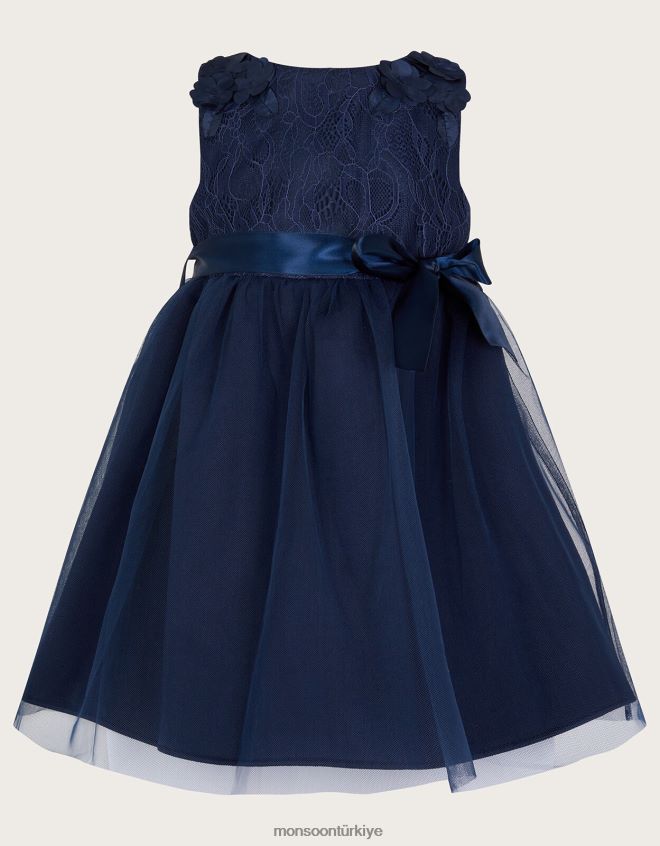 Monsoon kız bebek freya 3d tüplü elbise JH86BT2110 Giyim Mavi Donanma)