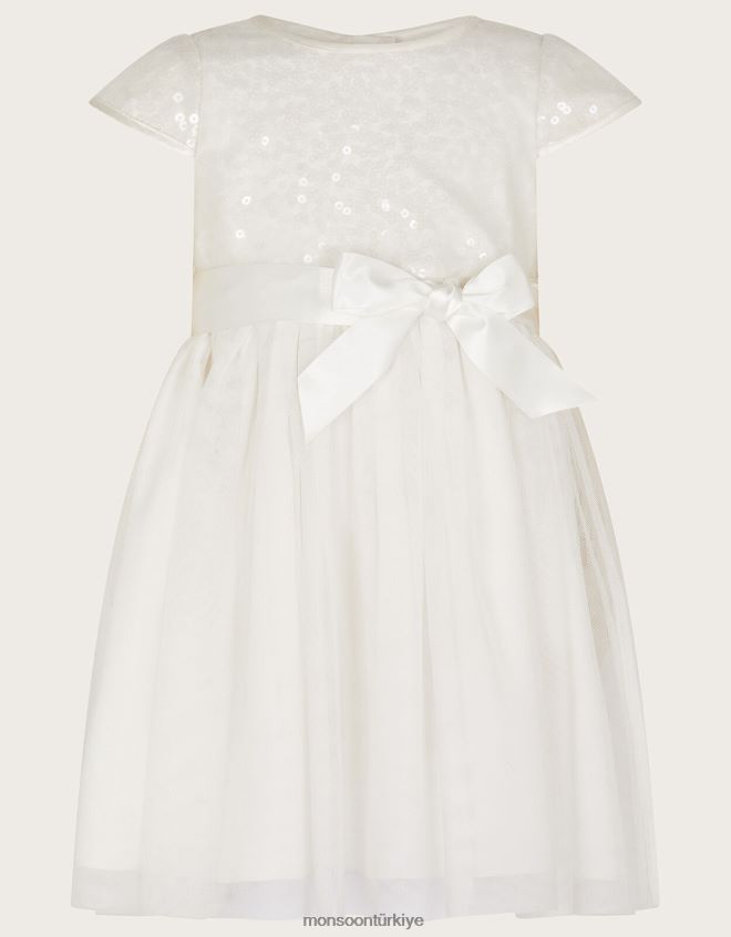 Monsoon kız bebek gerçeği pullu elbise JH86BT2090 Giyim fildişi