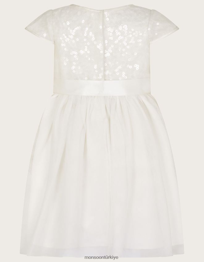 Monsoon kız bebek gerçeği pullu elbise JH86BT2090 Giyim fildişi