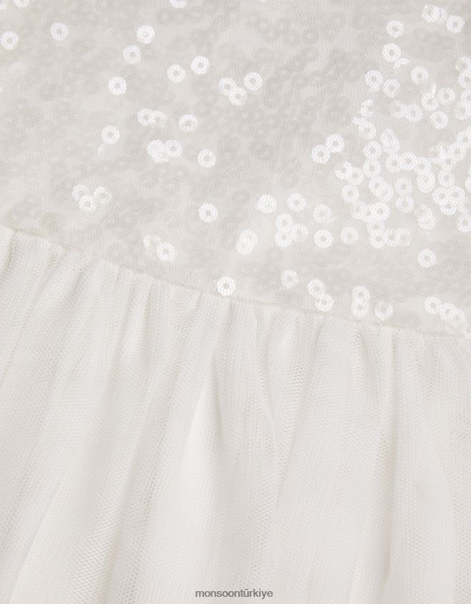 Monsoon kız bebek gerçeği pullu elbise JH86BT2090 Giyim fildişi