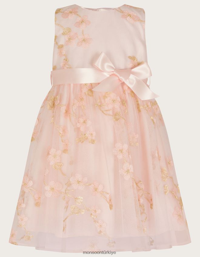 Monsoon kız bebek çiçeği çiçek dantel elbise JH86BT2097 Giyim pembe