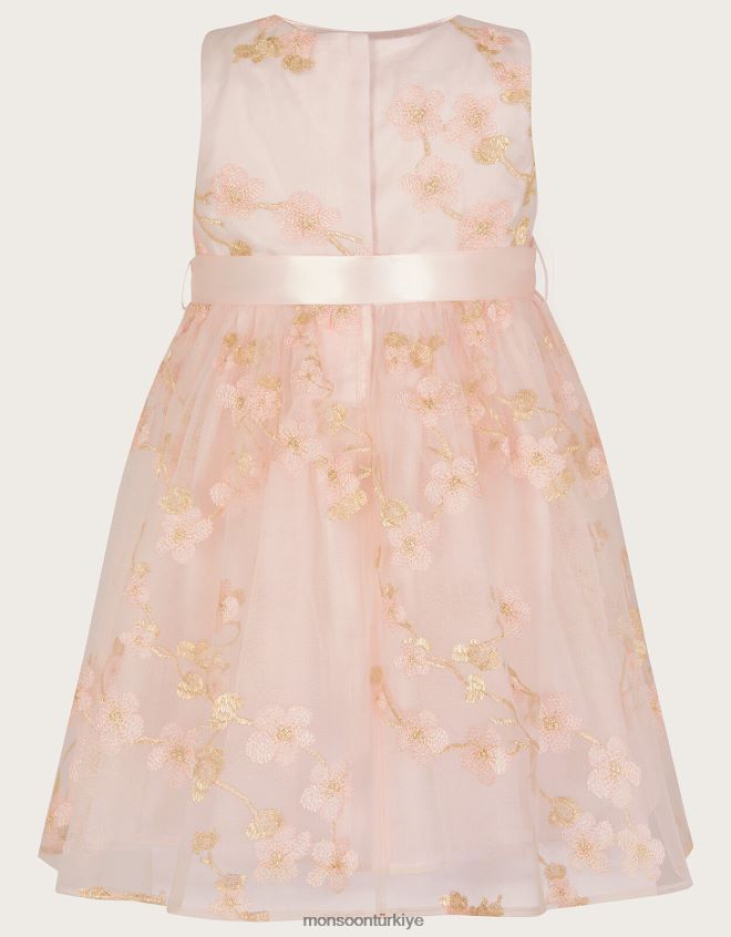 Monsoon kız bebek çiçeği çiçek dantel elbise JH86BT2097 Giyim pembe