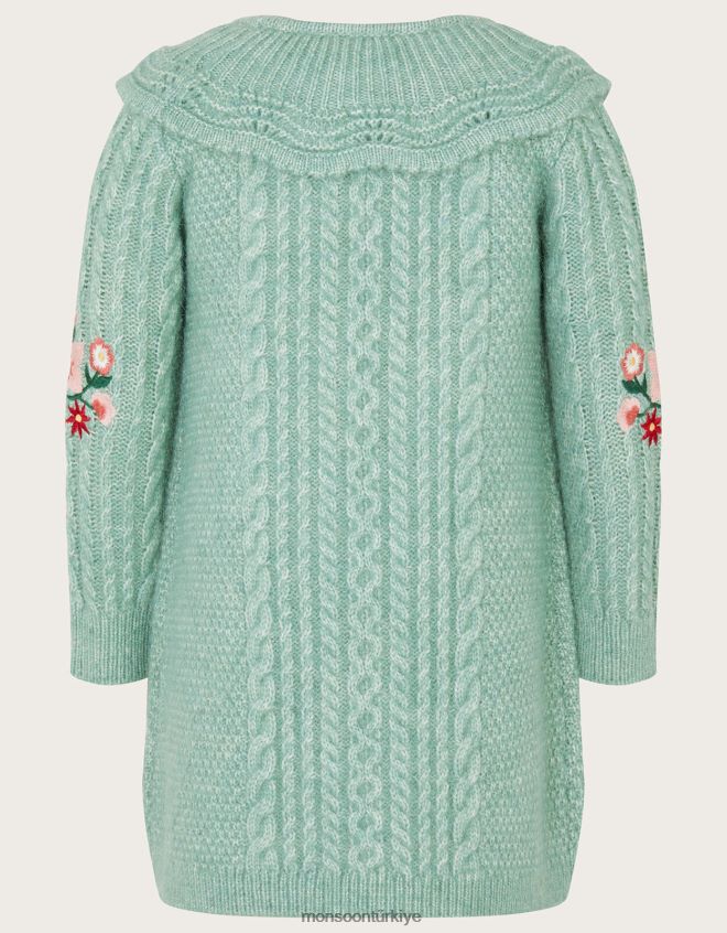 Monsoon kız bebek işlemeli örme elbise JH86BT2131 Giyim yeşil