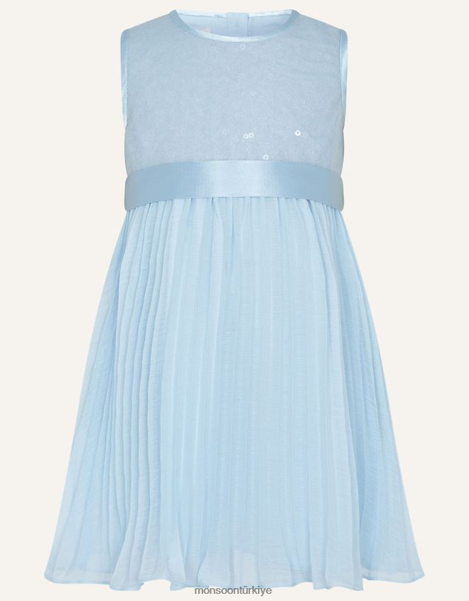 Monsoon kız bebek keita pullu elbise JH86BT2173 Giyim mavi (soluk mavi)
