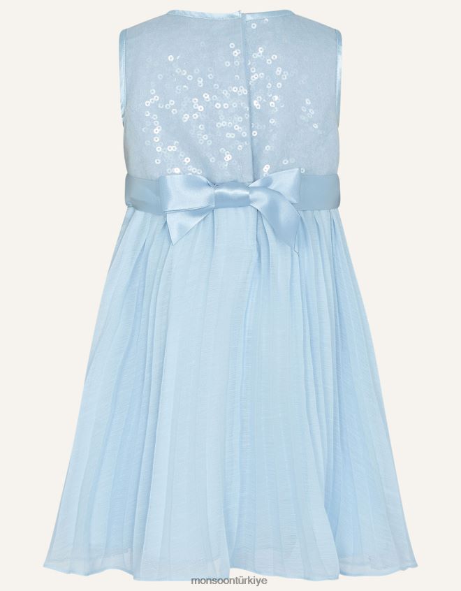 Monsoon kız bebek keita pullu elbise JH86BT2173 Giyim mavi (soluk mavi)