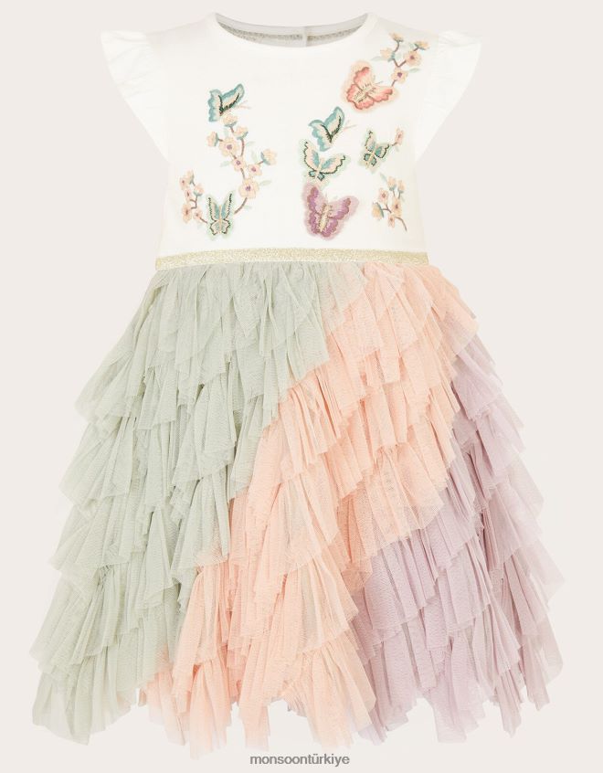 Monsoon kız bebek kelebek fırfırlı disko elbise JH86BT2141 Giyim çok