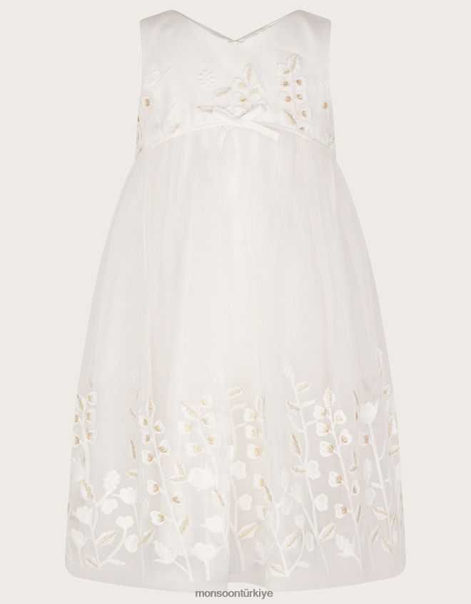 Monsoon kız bebek lilly işlemeli çayır maxi elbise JH86BT2123 Giyim fildişi