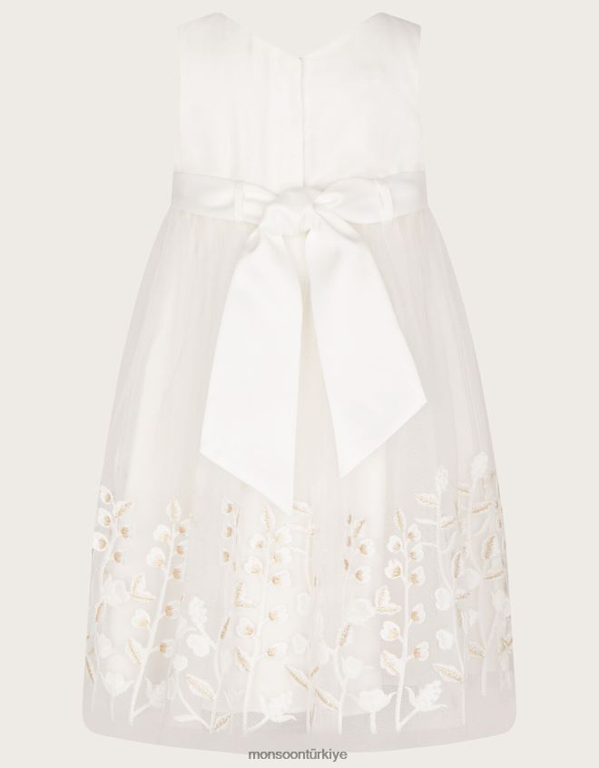 Monsoon kız bebek lilly işlemeli çayır maxi elbise JH86BT2123 Giyim fildişi