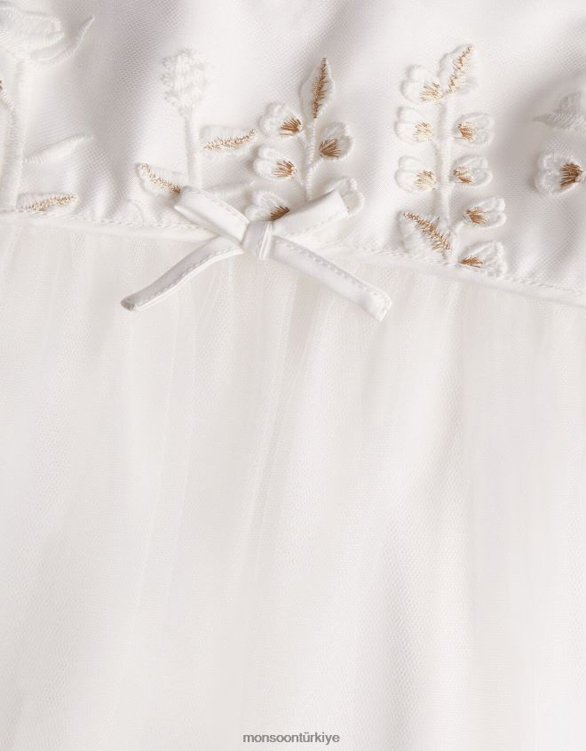 Monsoon kız bebek lilly işlemeli çayır maxi elbise JH86BT2123 Giyim fildişi