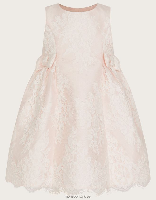 Monsoon kız bebek lola fiyonklu dantel elbise JH86BT2165 Giyim pembe