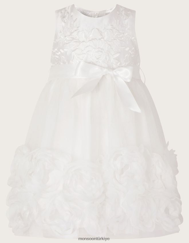 Monsoon kız bebek odette çiçeği 3 boyutlu elbise JH86BT2055 Giyim fildişi
