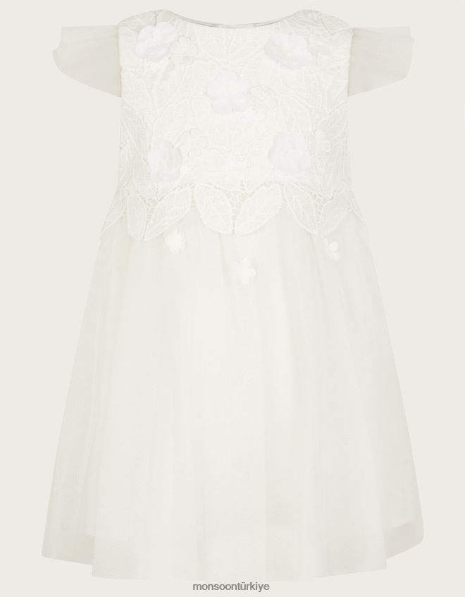Monsoon kız bebek ophelia dantel tül elbise JH86BT2113 Giyim fildişi