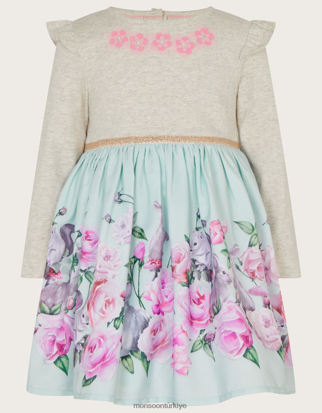 Monsoon kız bebek ormanlık 2'si 1 arada elbise JH86BT2089 Giyim mavi (su)