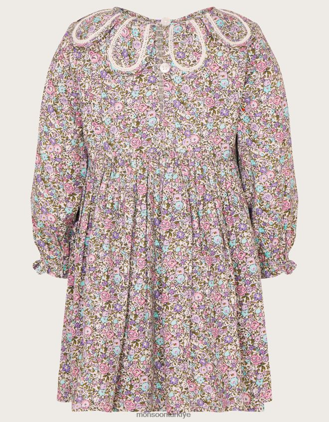 Monsoon kız bebek petal yaka elbise JH86BT2120 Giyim mor (leylak)