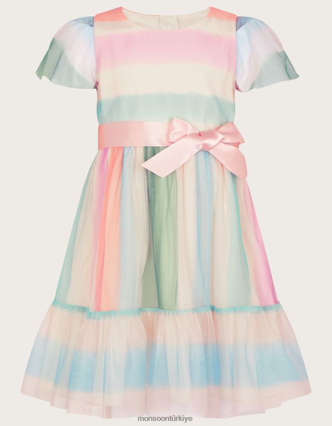 Monsoon kız bebek pippa çizgili tül elbise JH86BT2096 Giyim çok