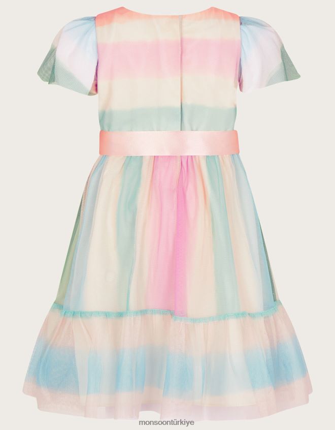 Monsoon kız bebek pippa çizgili tül elbise JH86BT2096 Giyim çok