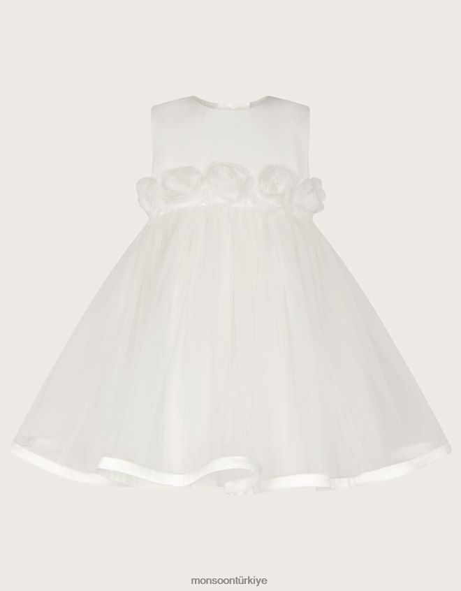 Monsoon kız bebek rosanna 3 boyutlu vaftiz elbisesi JH86BT2150 Giyim fildişi