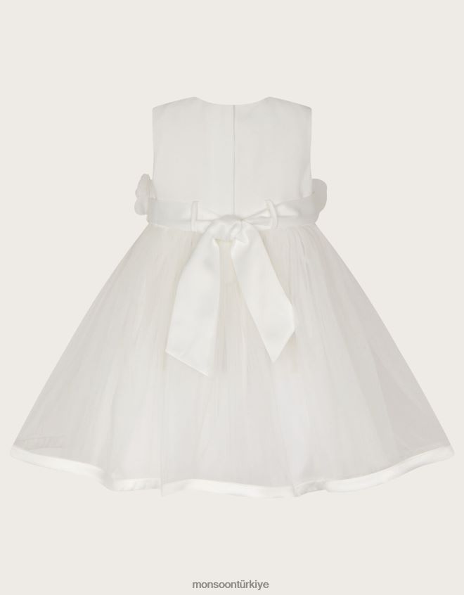 Monsoon kız bebek rosanna 3 boyutlu vaftiz elbisesi JH86BT2150 Giyim fildişi