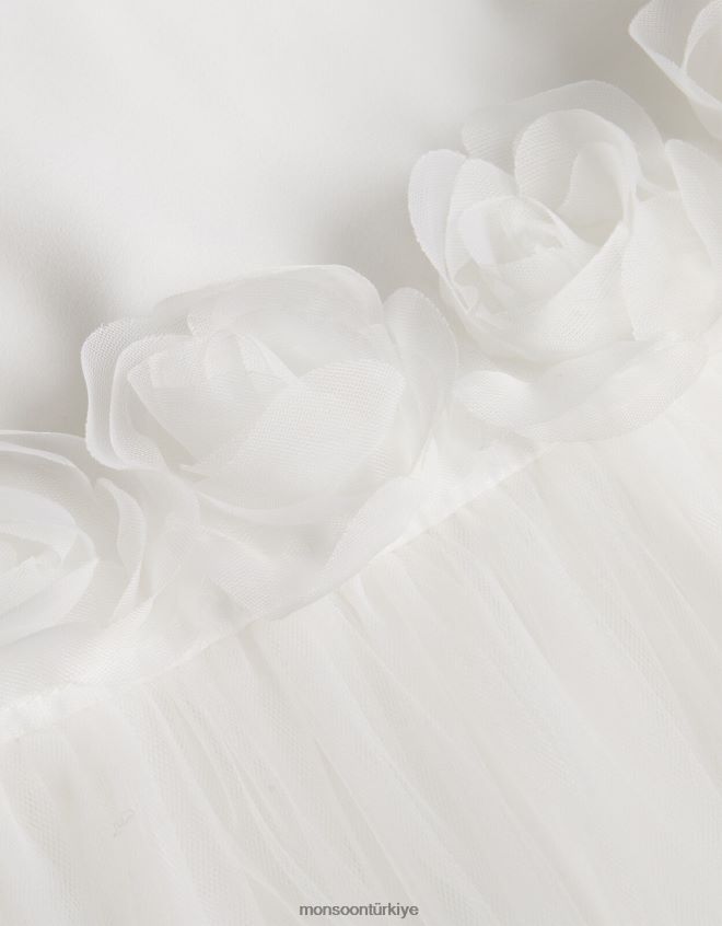 Monsoon kız bebek rosanna 3 boyutlu vaftiz elbisesi JH86BT2150 Giyim fildişi