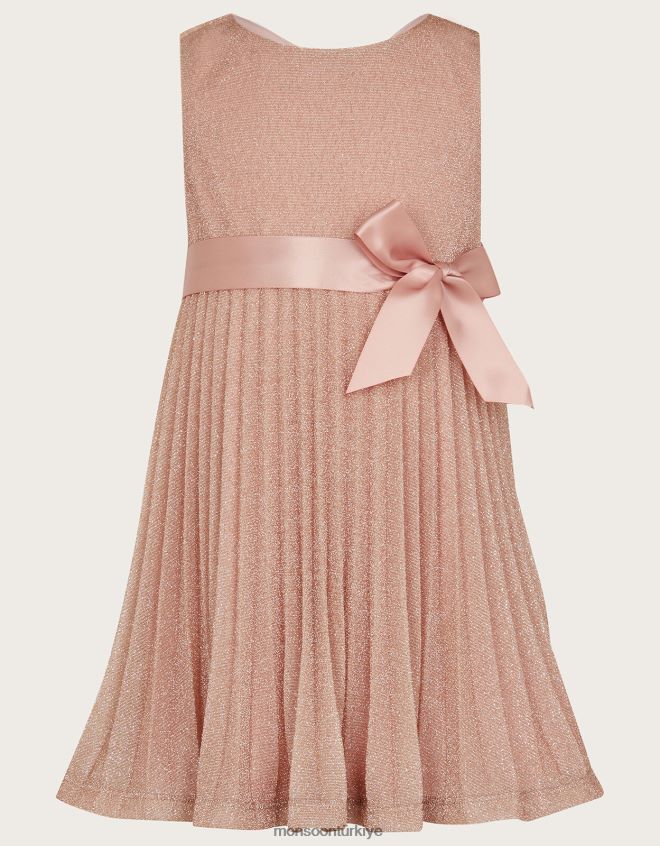 Monsoon kız bebek yaldızlı gül pilili elbise JH86BT2056 Giyim pembe