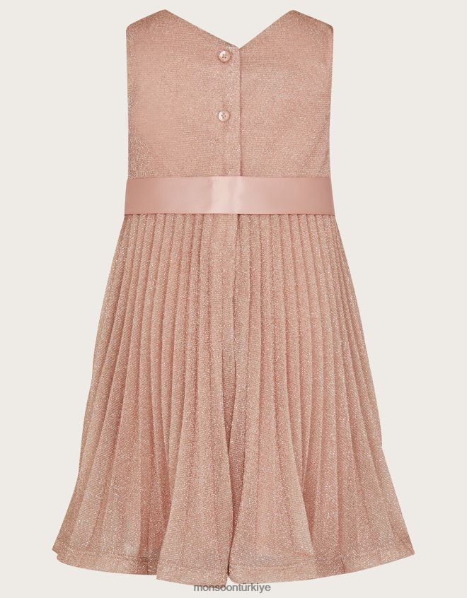 Monsoon kız bebek yaldızlı gül pilili elbise JH86BT2056 Giyim pembe