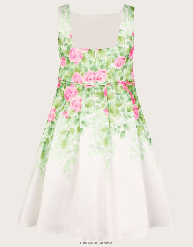 Monsoon kız botanik desenli gül düşes elbisesi JH86BT1816 Giyim fildişi