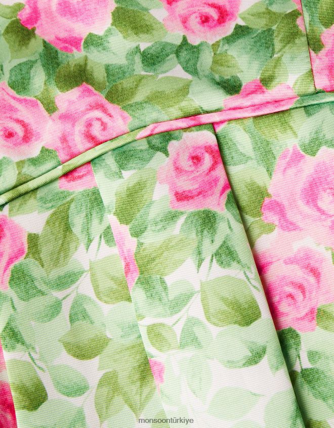 Monsoon kız botanik desenli gül düşes elbisesi JH86BT1816 Giyim fildişi