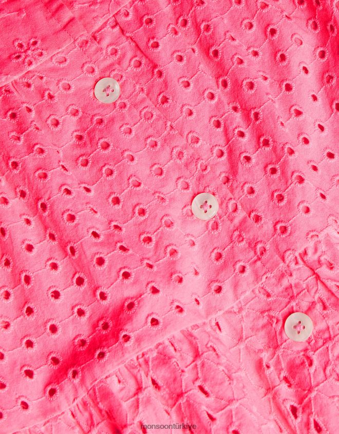 Monsoon kız broderie düğmeli elbise JH86BT1991 Giyim pembe