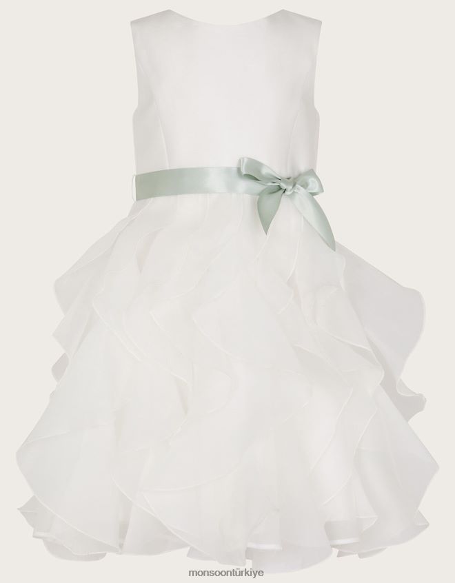 Monsoon kız cannes organze fırfırlı elbise JH86BT1636 Giyim fildişi