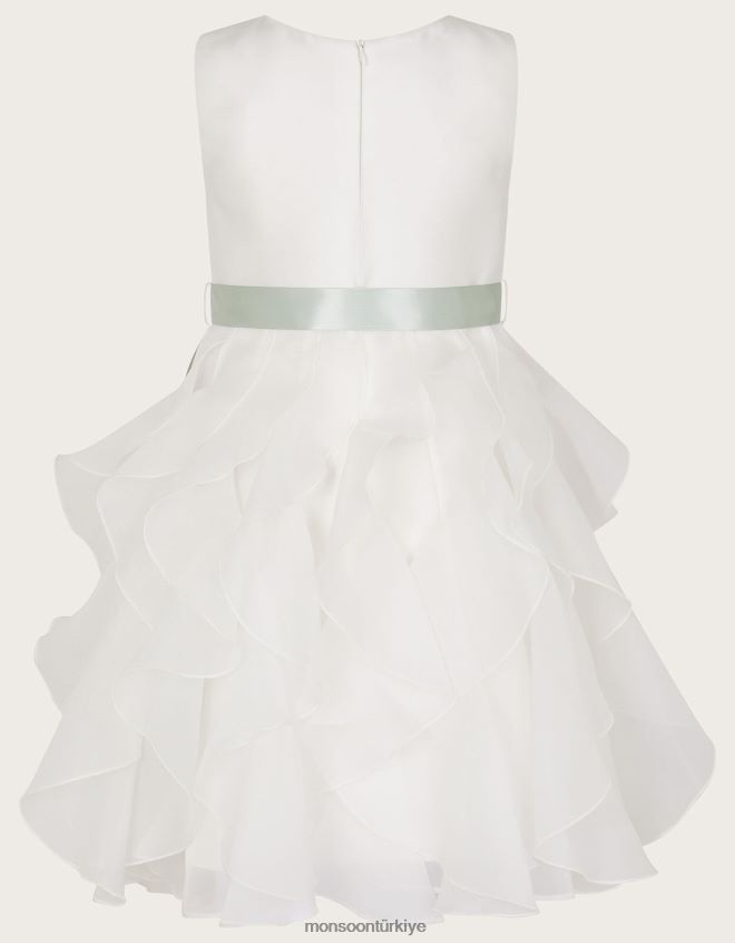 Monsoon kız cannes organze fırfırlı elbise JH86BT1636 Giyim fildişi